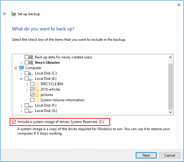 include a system image of drives