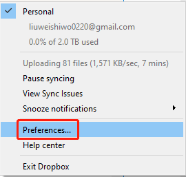 click Perferences...