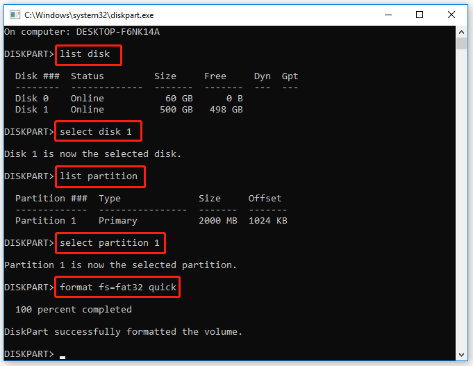 format DVR disk to FAT32 using Diskpart