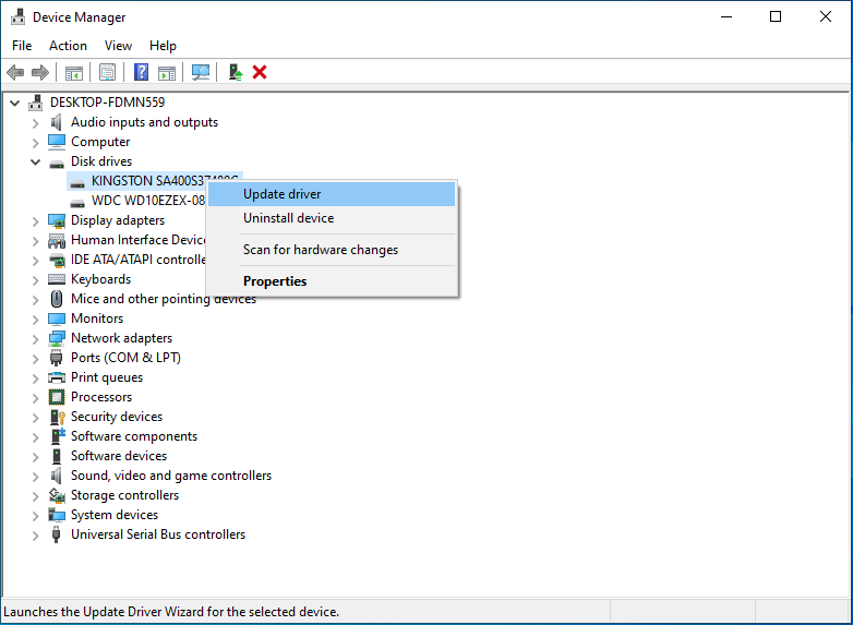 update or uninstall the SSD driver