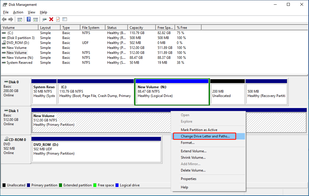 select Change Drive Letter and Paths
