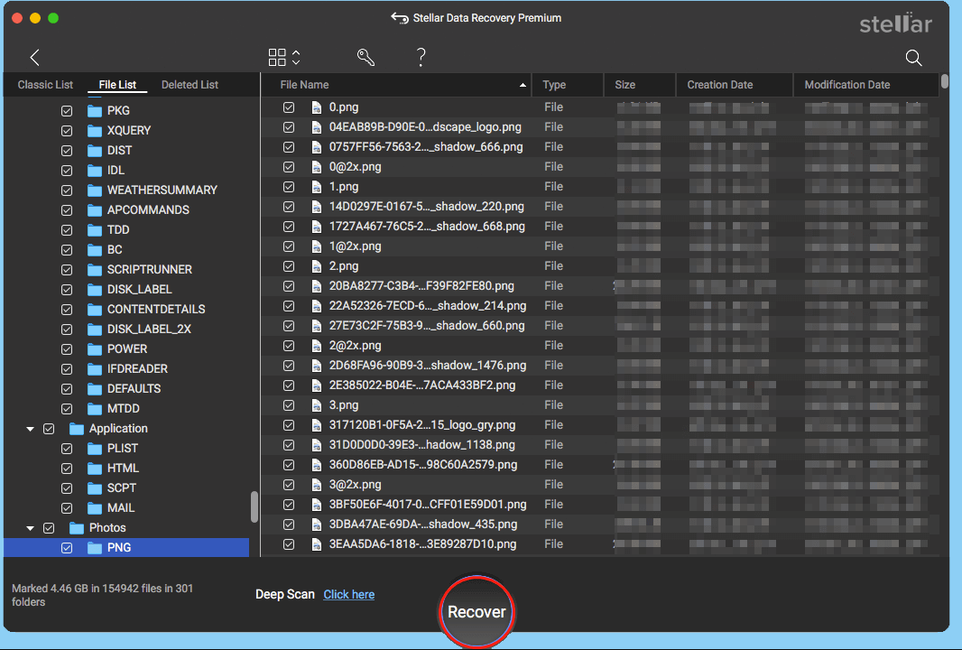 recover the selected files in Stellar Data Recovery for Mac