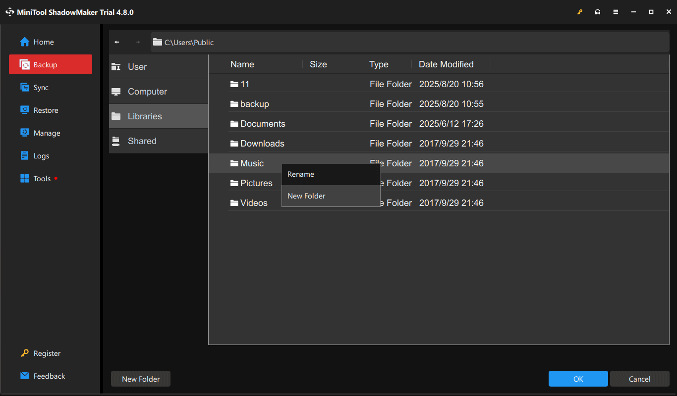 back up to Libraries