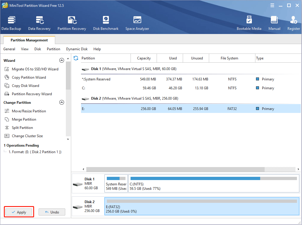 click the Apply button