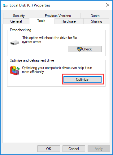 optimize and defragment drive