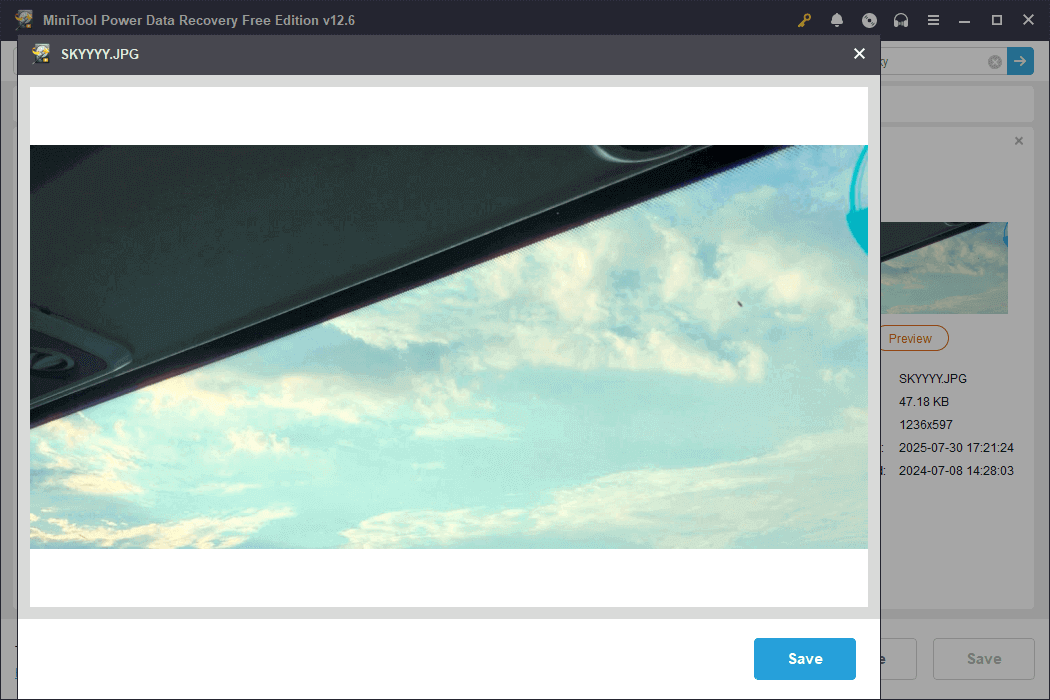 use MiniTool Power Data Recovery to preview the file