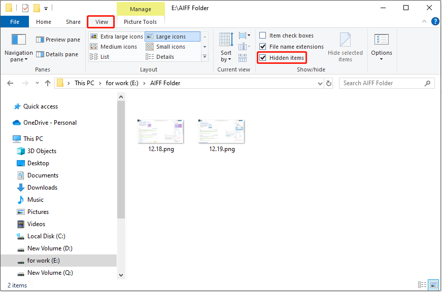 show hidden files in File Explorer
