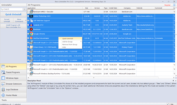 remove multiple apps with Revo Uninstaller Pro