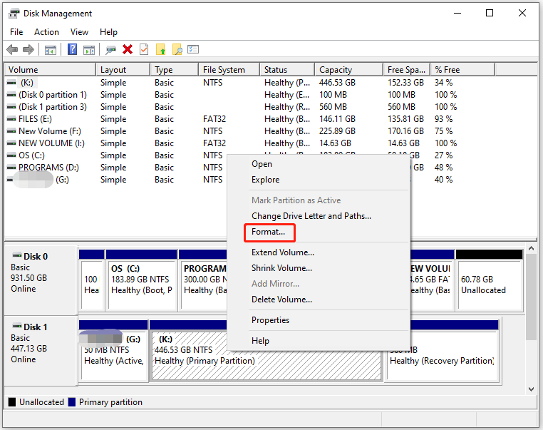 click on the Format option