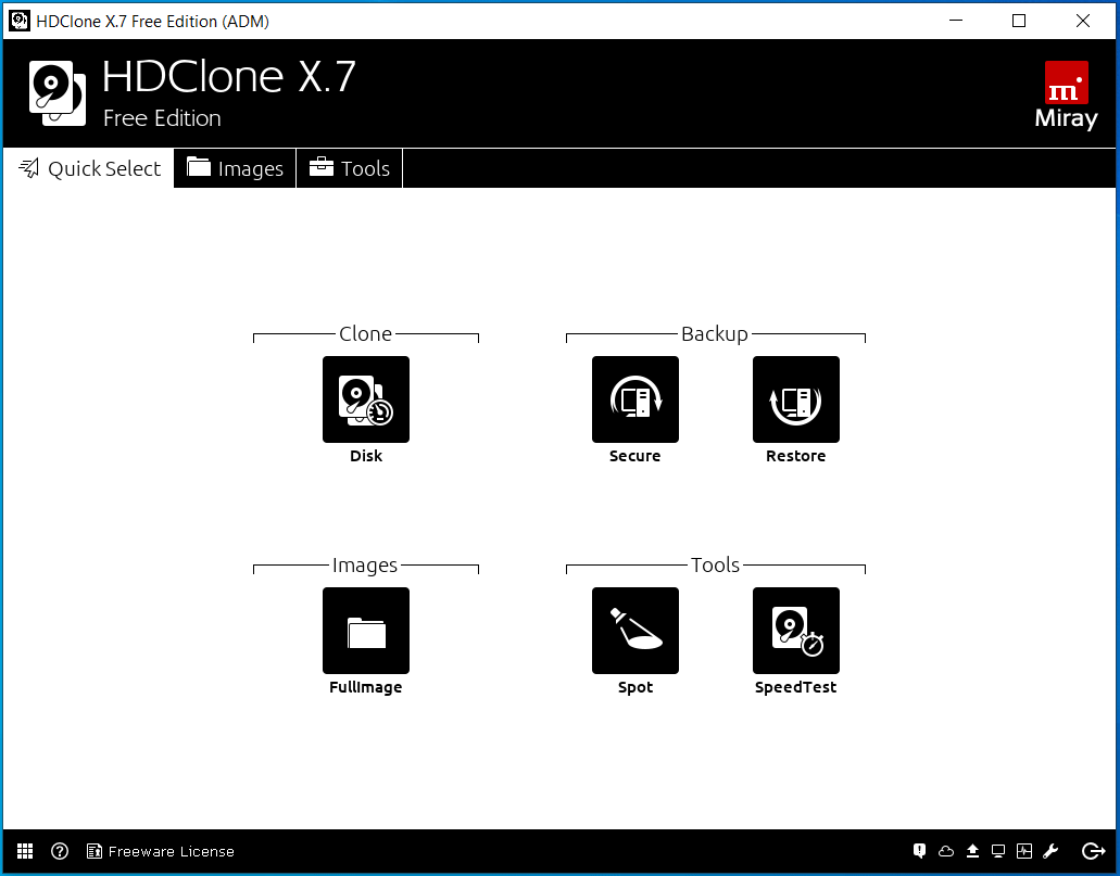 The main interface of HDClone X Edition.