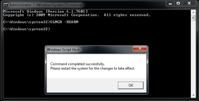 use SLMGR -REARM command