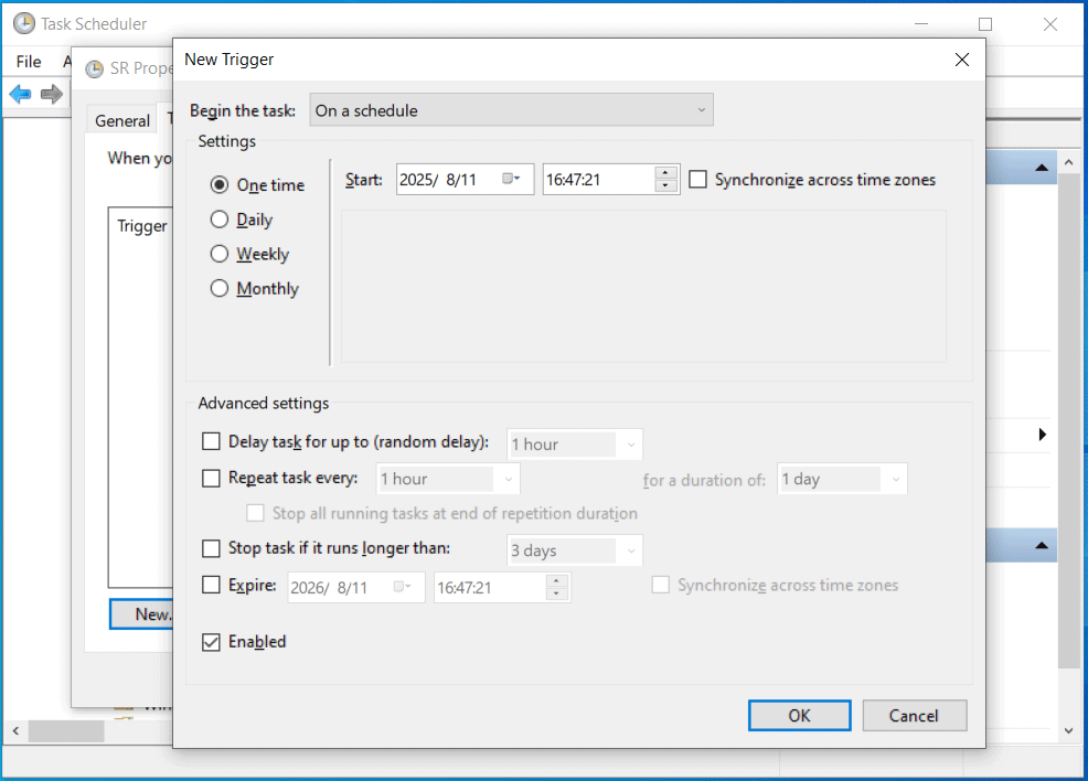 change triggers for SR