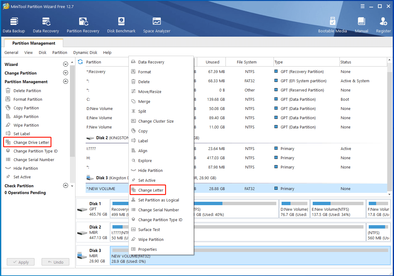 Select Change Drive Letter