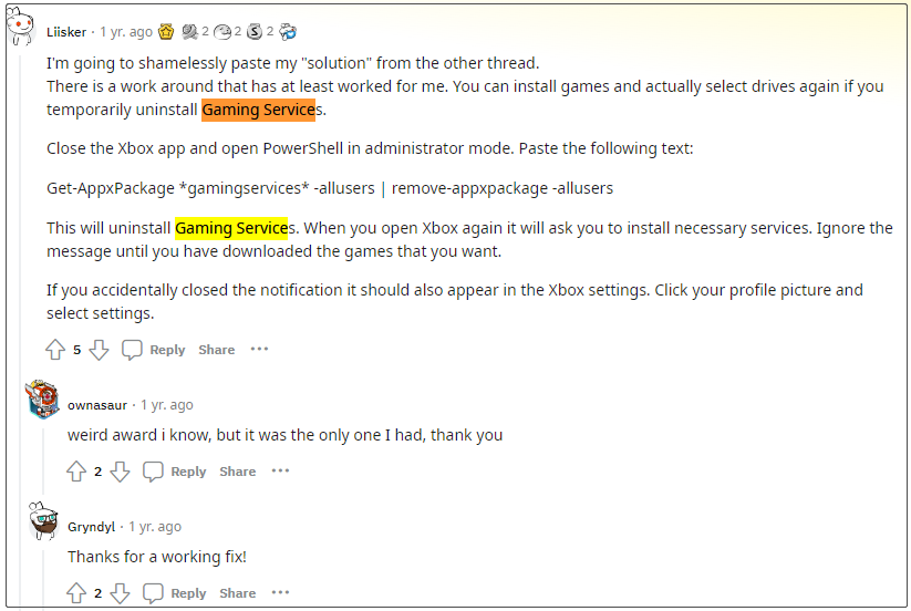 user reports from Reddit